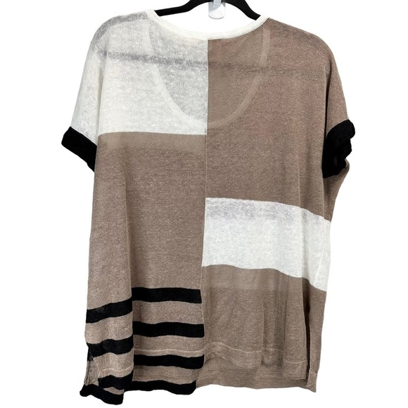 Lisa Todd Knit Slouchy Colorblock Linen Short Sleeve Shirt - Picture 4 of 6